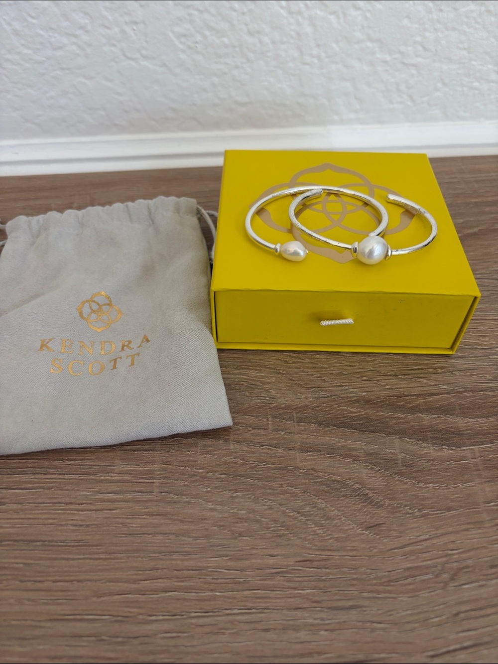 Kendra Scott Silver Open Cuff Bracelet Set with Pearl Accents